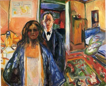 Expressionism Painting - the artist and his model 1921 Edvard Munch Expressionism
